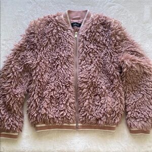 Zara pink fur bomber jacket